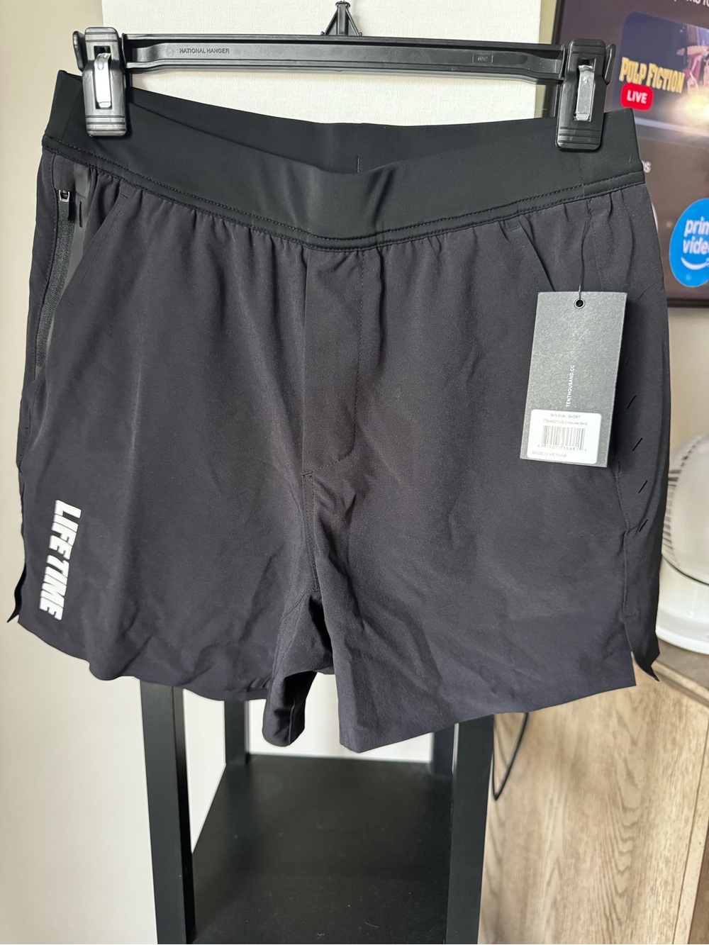 Ten Thousand Black Athletic Training Shorts with Subtle Logo